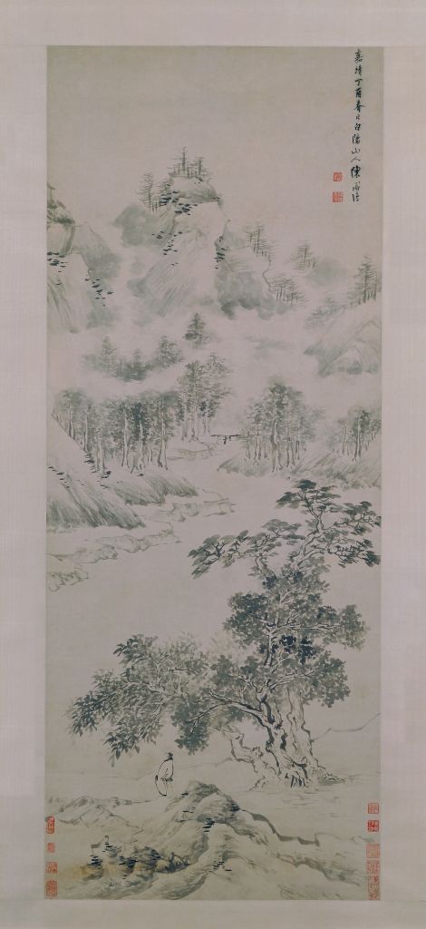 图片[1]-Chen Daofu’s ink brush landscape map axis-China Archive